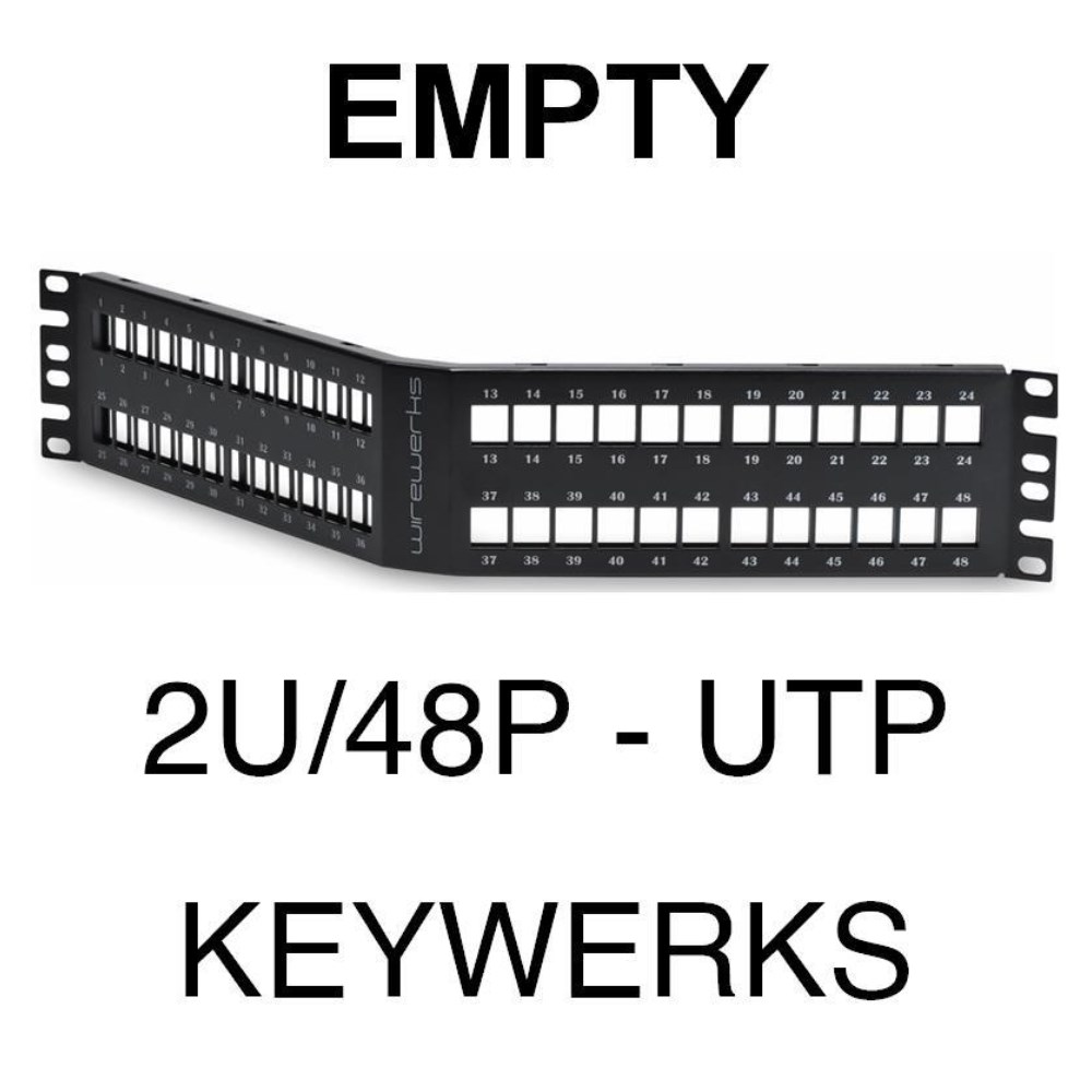 KEYWERKS UTP ANGLED PP, 2U, 48 PORT, EMPTY, BLACK | Guillevin